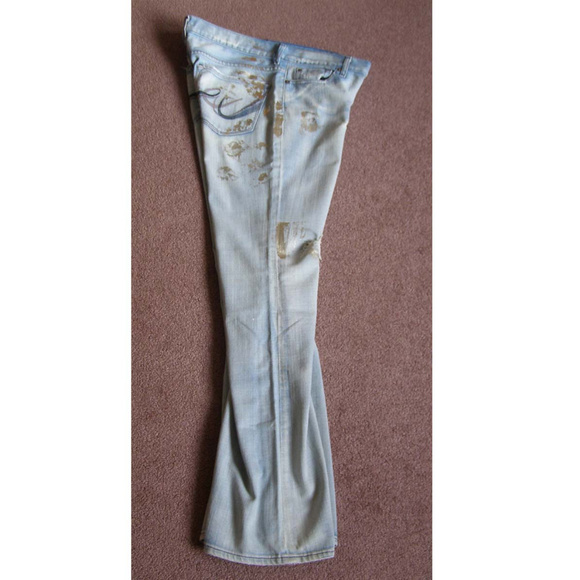 New EXPRESS jeans sz 10L paint dabs light blue - Picture 7 of 8
